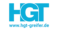 Blaues HGT-Logo mit der Website-Adresse www.hgt-greifer.de darunter auf weißem Hintergrund.